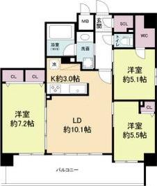 スプランディッド池田呉服町(3LDK/6階)の間取り写真