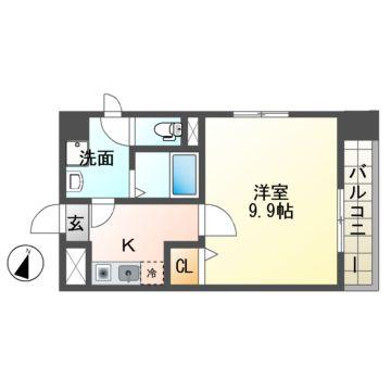 八日市桜館(1K/5階)の間取り写真
