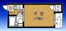 ラビッツコート玉出(1K/2階)の間取り写真