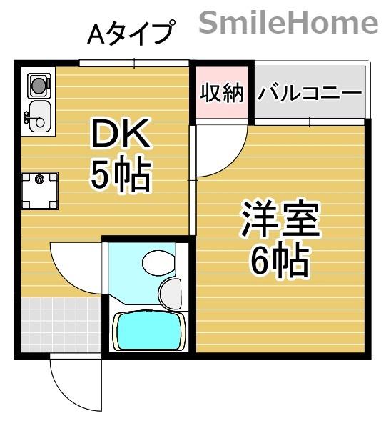 マンションフジタケ(1DK/2階)の間取り写真