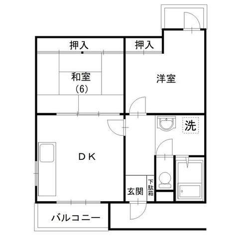 コーポあらい(2DK/2階)の間取り写真