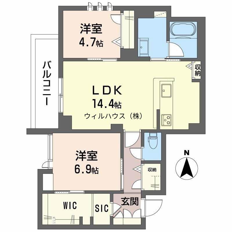 グランノーブル(2LDK/3階)の間取り写真