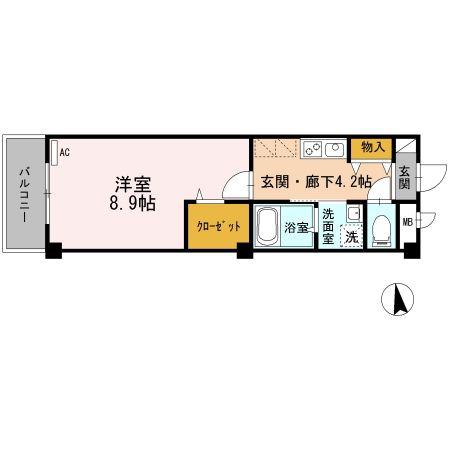 ウィル東小金井(1K/2階)の間取り写真
