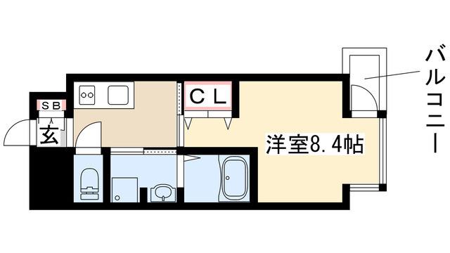プリオール椿PARTII(1K/1階)の間取り写真