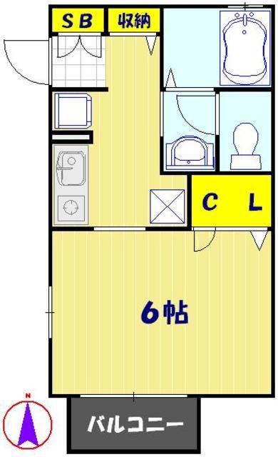 イディアーレ(1K/2階)の間取り写真