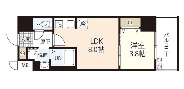 S-RESIDENCE表町(1LDK/5階)の間取り写真
