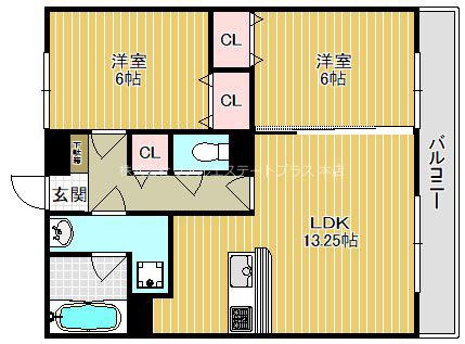 クレストブルー(2LDK/2階)の間取り写真