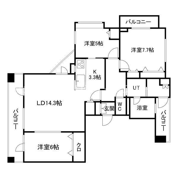 ラピス円山外苑(3LDK/11階)の間取り写真
