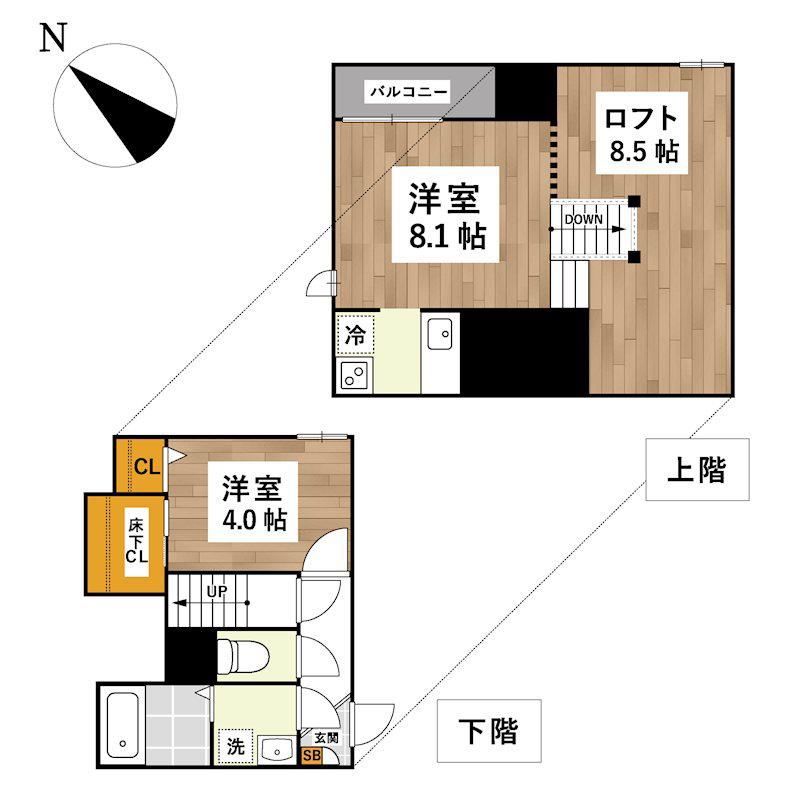 ADC花園II(1LDK/1階)の間取り写真