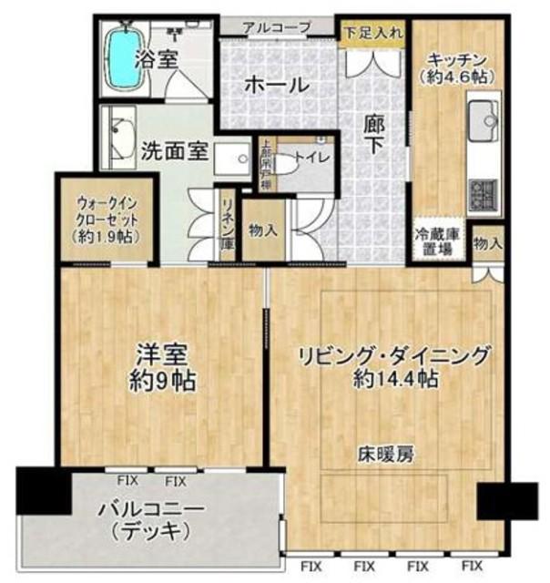 グラングリーン大阪 THE ノース RESIDENCE(1LDK/27階)の間取り写真