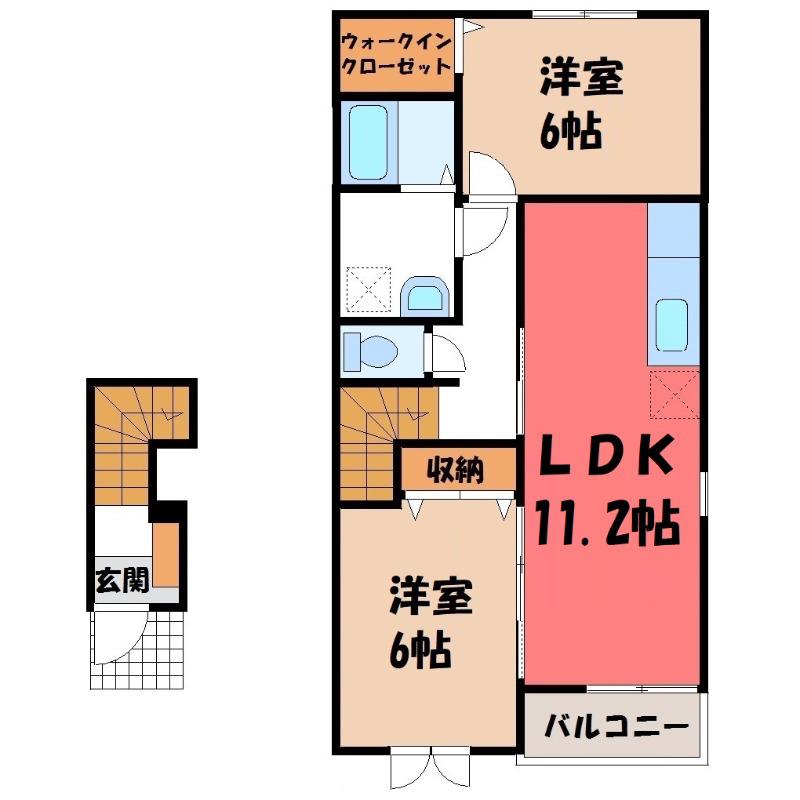 ゴレアド-ルI(2LDK/2階)の間取り写真