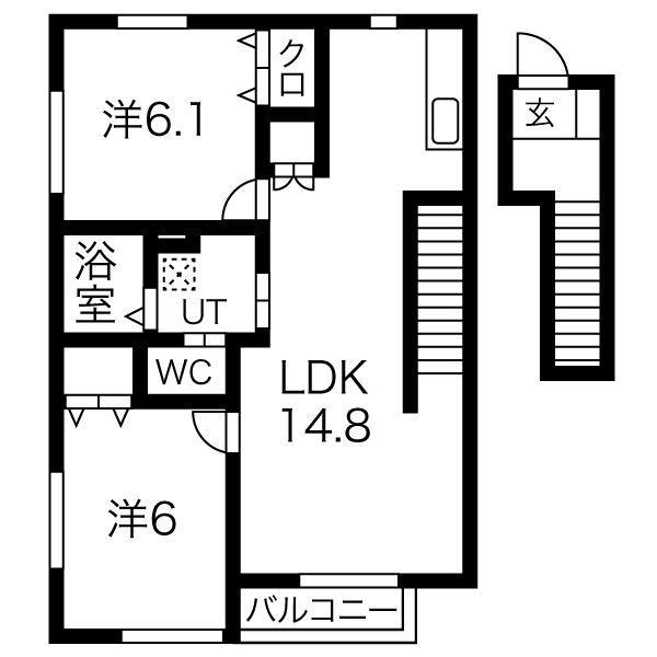 メイフェア(2LDK/2階)の間取り写真