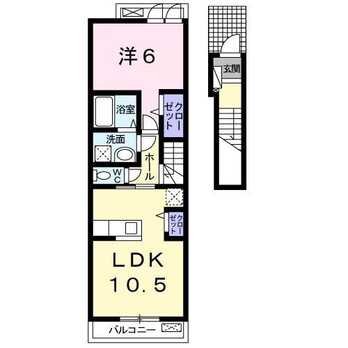 フェイバー J.O-Ⅱ(1LDK/2階)の間取り写真