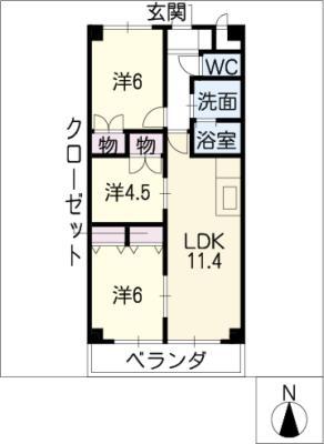 カスティージョ・ナカヌマ(3LDK/4階)の間取り写真