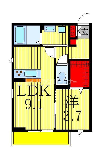 ラインハット(1LDK/2階)の間取り写真