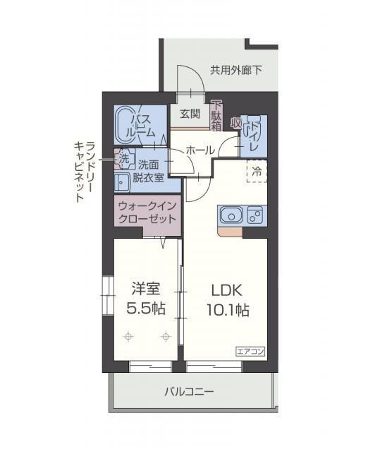 カーム ビスタ(1LDK/2階)の間取り写真
