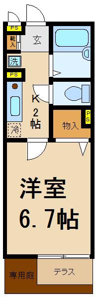 サンライフ(1K/1階)の間取り写真