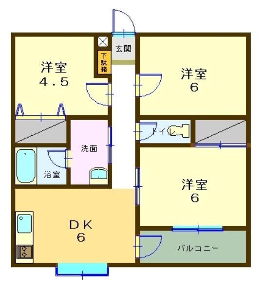 インペリアルハイツ OHTAKE(3DK/2階)の間取り写真