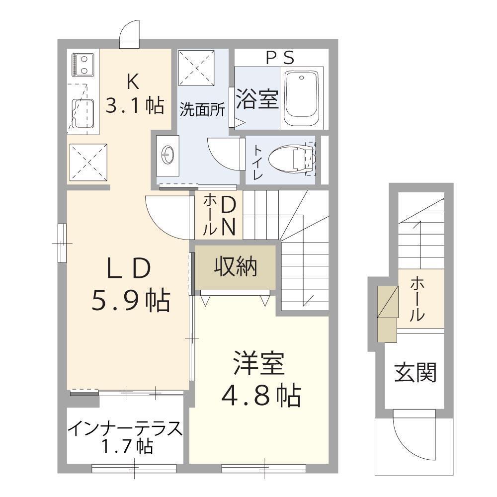 ダイヤ117下条(1LDK/2階)の間取り写真