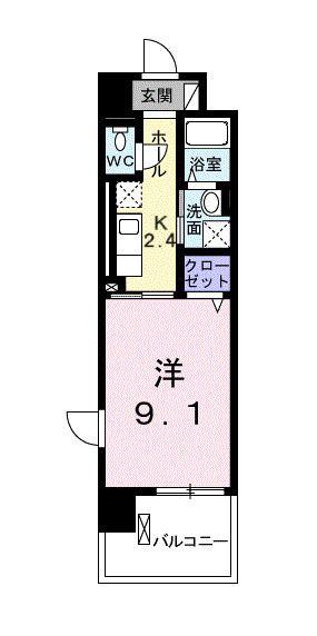 ヴィヴァーチェ東石井(1K/2階)の間取り写真