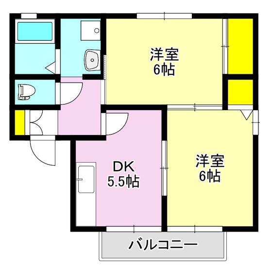 ブロードスクエア(2DK/1階)の間取り写真