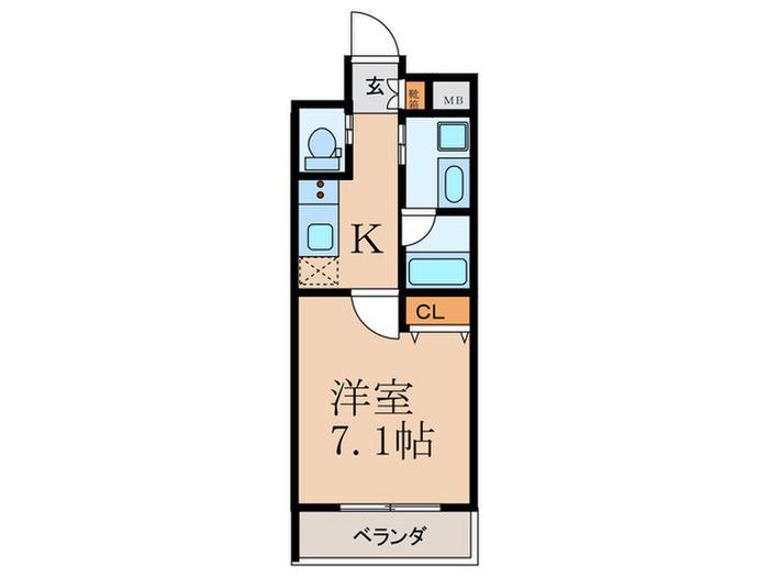 クローバー・レジデンス江坂(1K/4階)の間取り写真