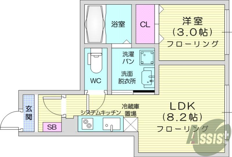 ブラン東照宮2(1LDK/1階)の間取り写真