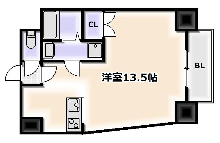 グランエクラ今宮戎(1K/9階)の間取り写真
