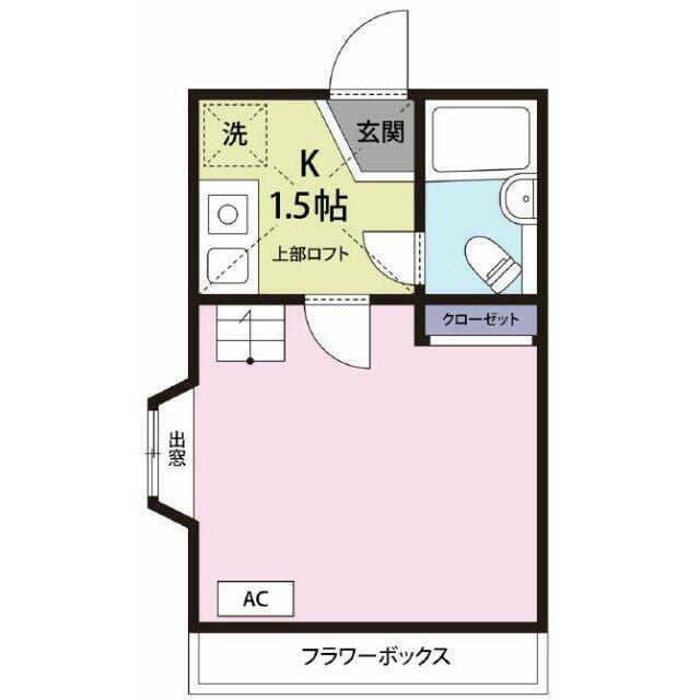 ララ桜ヶ丘(1K/2階)の間取り写真