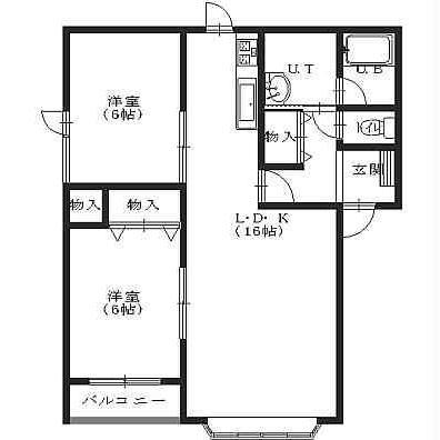 ノースライトII(2LDK/2階)の間取り写真