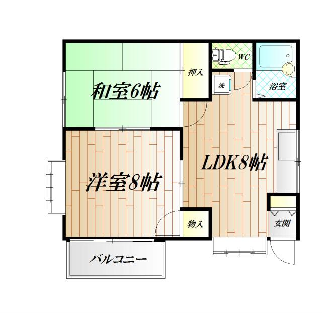 ベイハイツ(2LDK/3階)の間取り写真