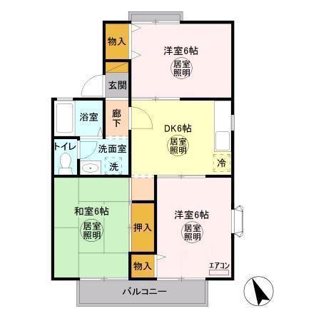 ラ・セプトA・B(3DK/2階)の間取り写真