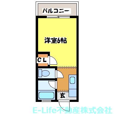 渡鹿ハイツ(1K/2階)の間取り写真