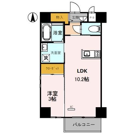 メゾンキコー今里(1LDK/3階)の間取り写真