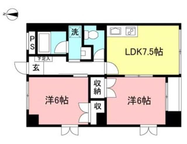 S・S・K桜丘(2DK/3階)の間取り写真