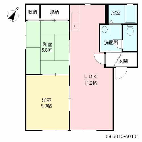 ヴェルヌーブA棟(2LDK/1階)の間取り写真