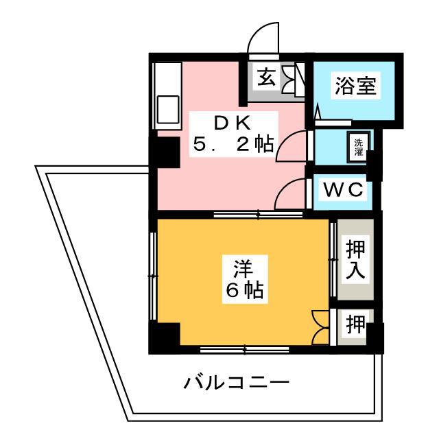 ジャスティー亀戸A(1DK/3階)の間取り写真