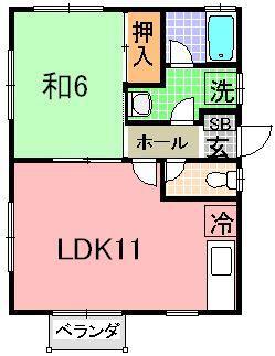 シティパレスフォンテーヌ(1LDK/2階)の間取り写真