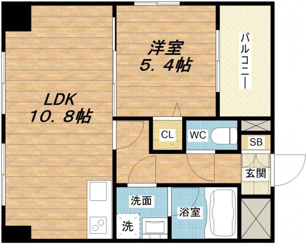 エグゼ大阪城南(1LDK/2階)の間取り写真