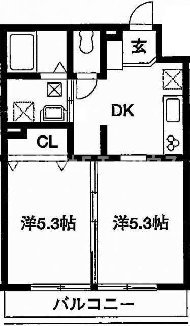 パールパティオ(2DK/1階)の間取り写真
