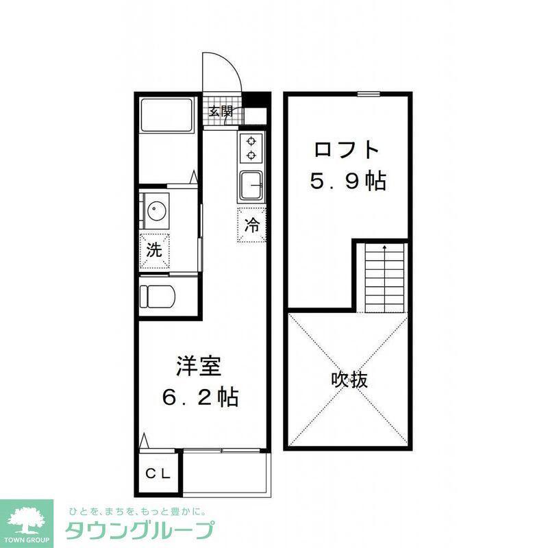フェイストハイツ(ワンルーム/2階)の間取り写真