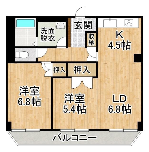 ホワイトパレス(2LDK/9階)の間取り写真