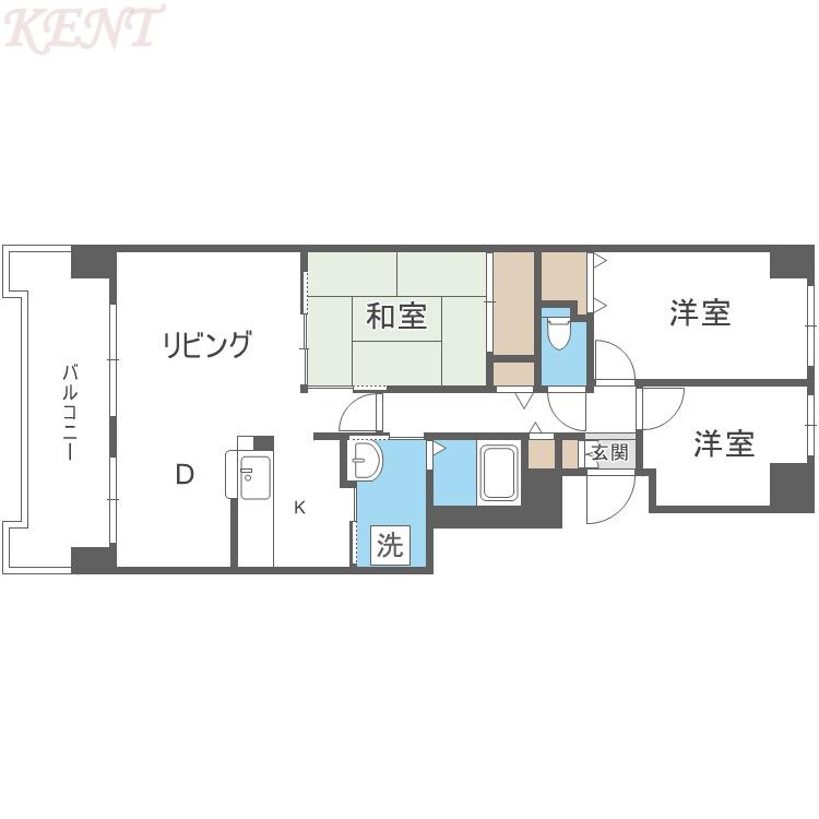ベルフラワー八軒(3LDK/9階)の間取り写真