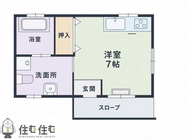 ヤングリーブスI(ワンルーム/1階)の間取り写真