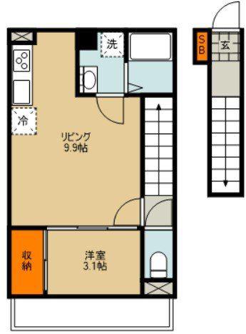 さいたま市大宮区宮町3丁目計画(1LDK/2階)の間取り写真