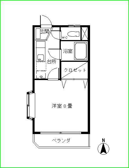 シャト-・ヒルズ(1K/1階)の間取り写真