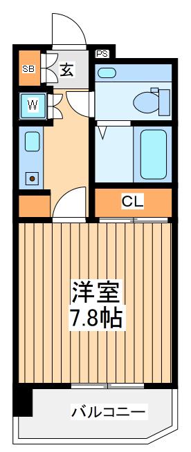 ブリス登戸(1K/3階)の間取り写真