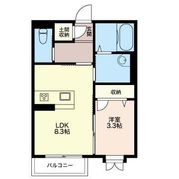 メゾンISHITA(1LDK/2階)の間取り写真