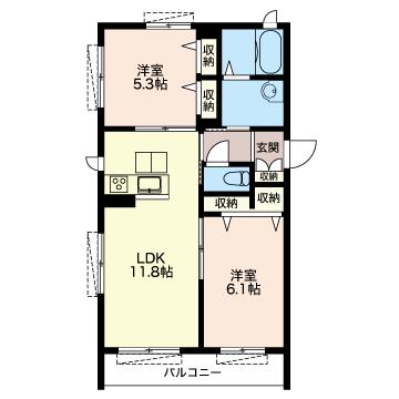 ブランヴェール(2LDK/1階)の間取り写真