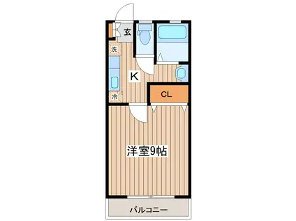 オークリヴ(1K/2階)の間取り写真